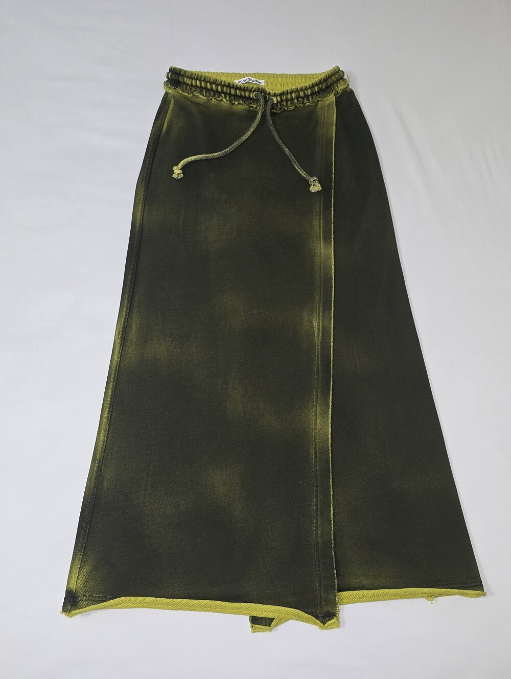 Acne Studios Filia Resin Midi Skirt Green Acid Yellow XS NWOT